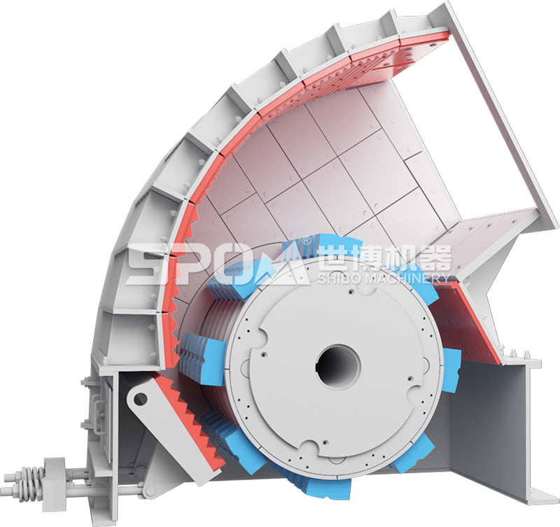 重錘破碎機(jī)結(jié)構(gòu)圖，錘頭破碎